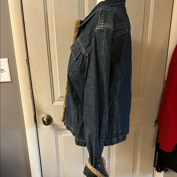 French Cuff Cream and Blue Jean Jacket with Cozy Edge - Picture 3 of 9